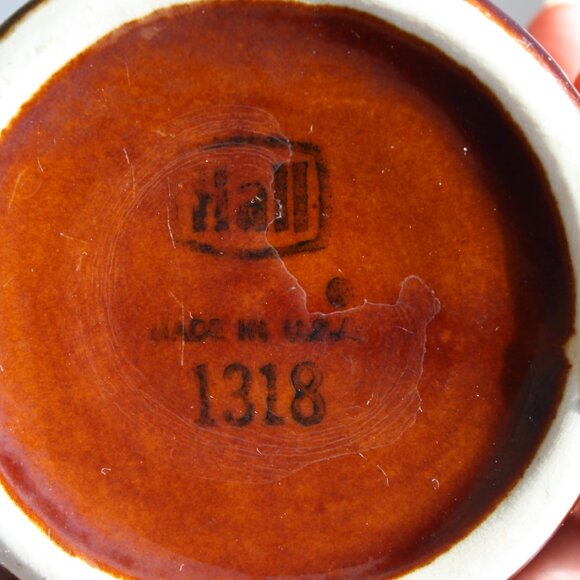 Set of 2 Hall Coffee mugs Restaurant ware Brown and White 1970s - Picture 3 of 5